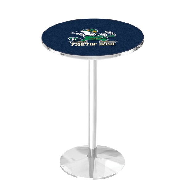 42" Chrome Notre Dame Leprechaun Pub Table, 36" dia. Top